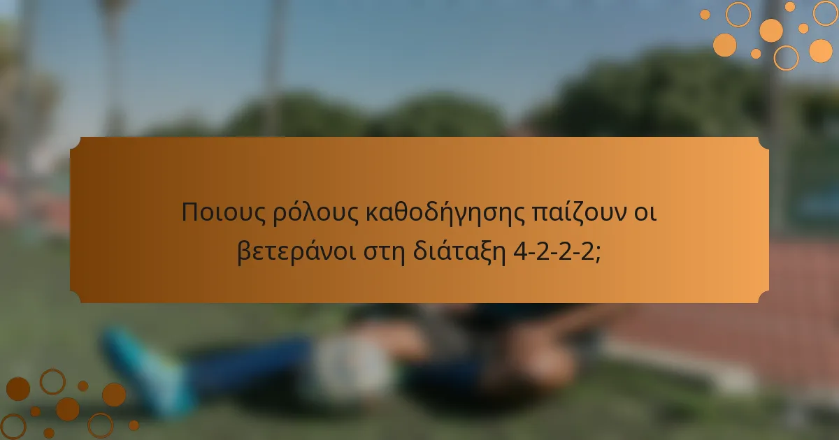 Ποιους ρόλους καθοδήγησης παίζουν οι βετεράνοι στη διάταξη 4-2-2-2;